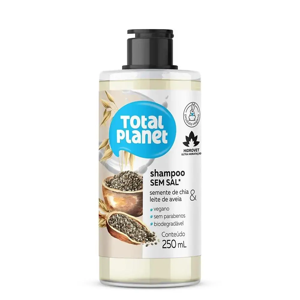 Shampoo Total Planet Sem Sal - Semente de Chia Leite de Aveia