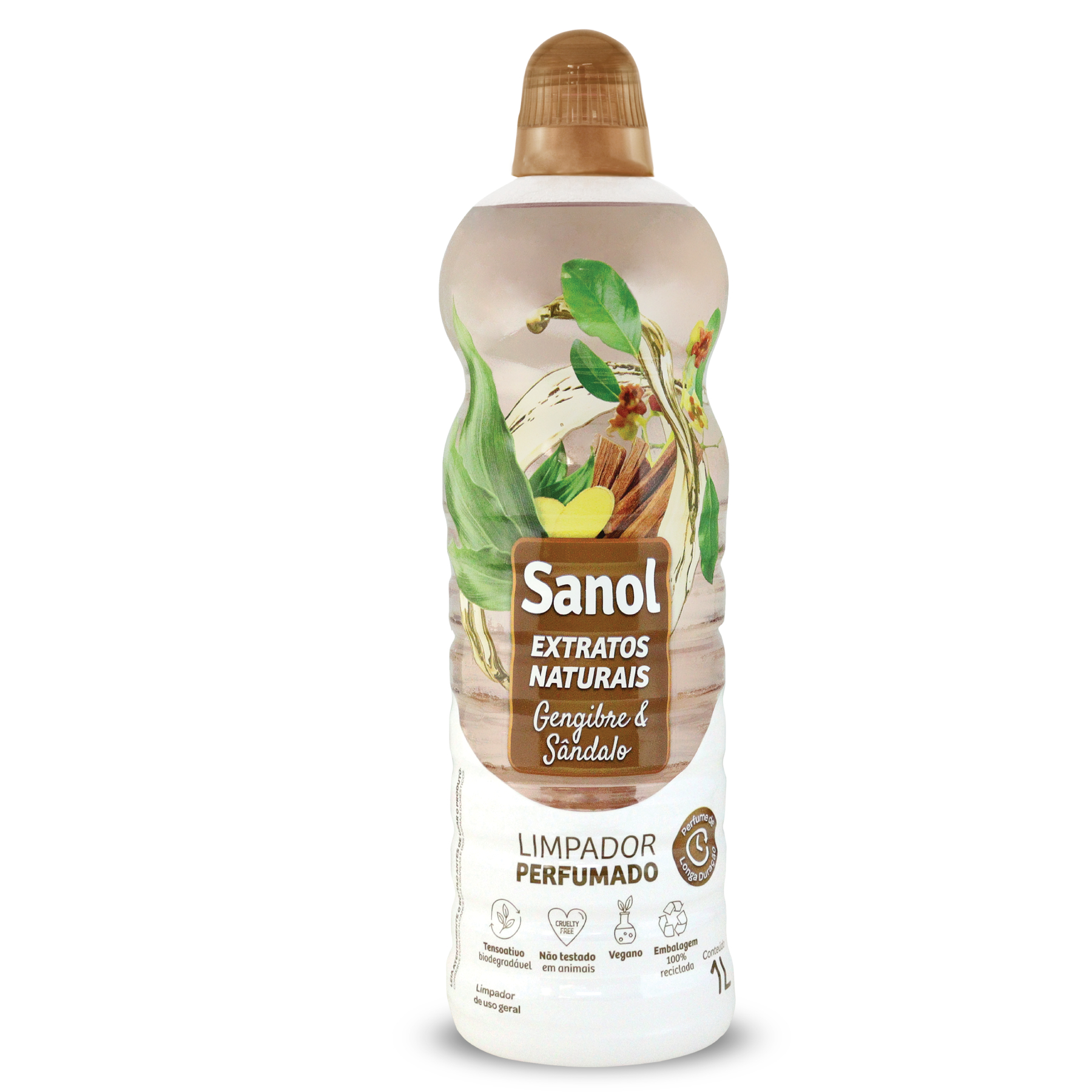 Limpador Perfumado Gengibre Sândalo Sanol Extratos Naturais Frasco 1l