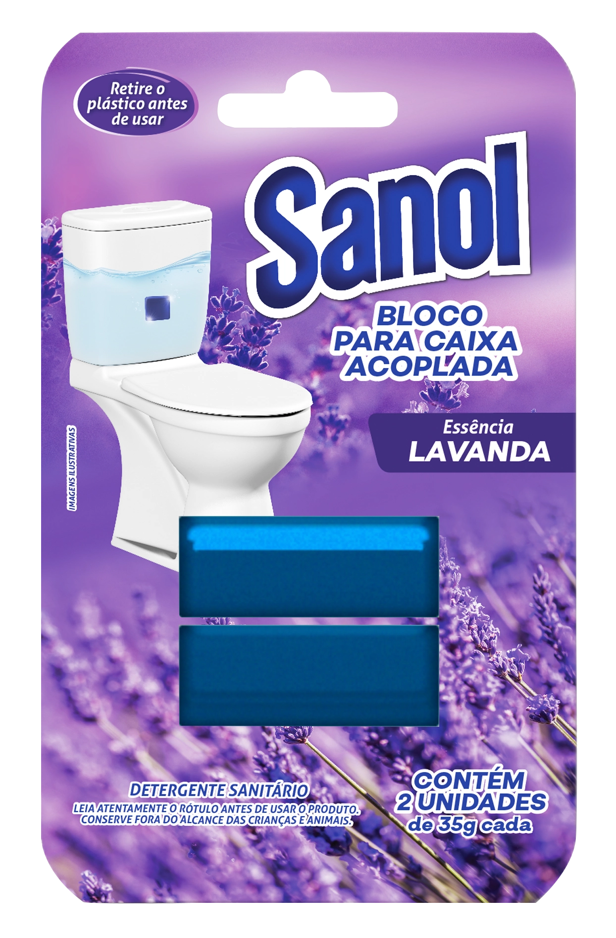 Bloco P/ Cx. Acoplada Sanol C/2 35g Lavanda