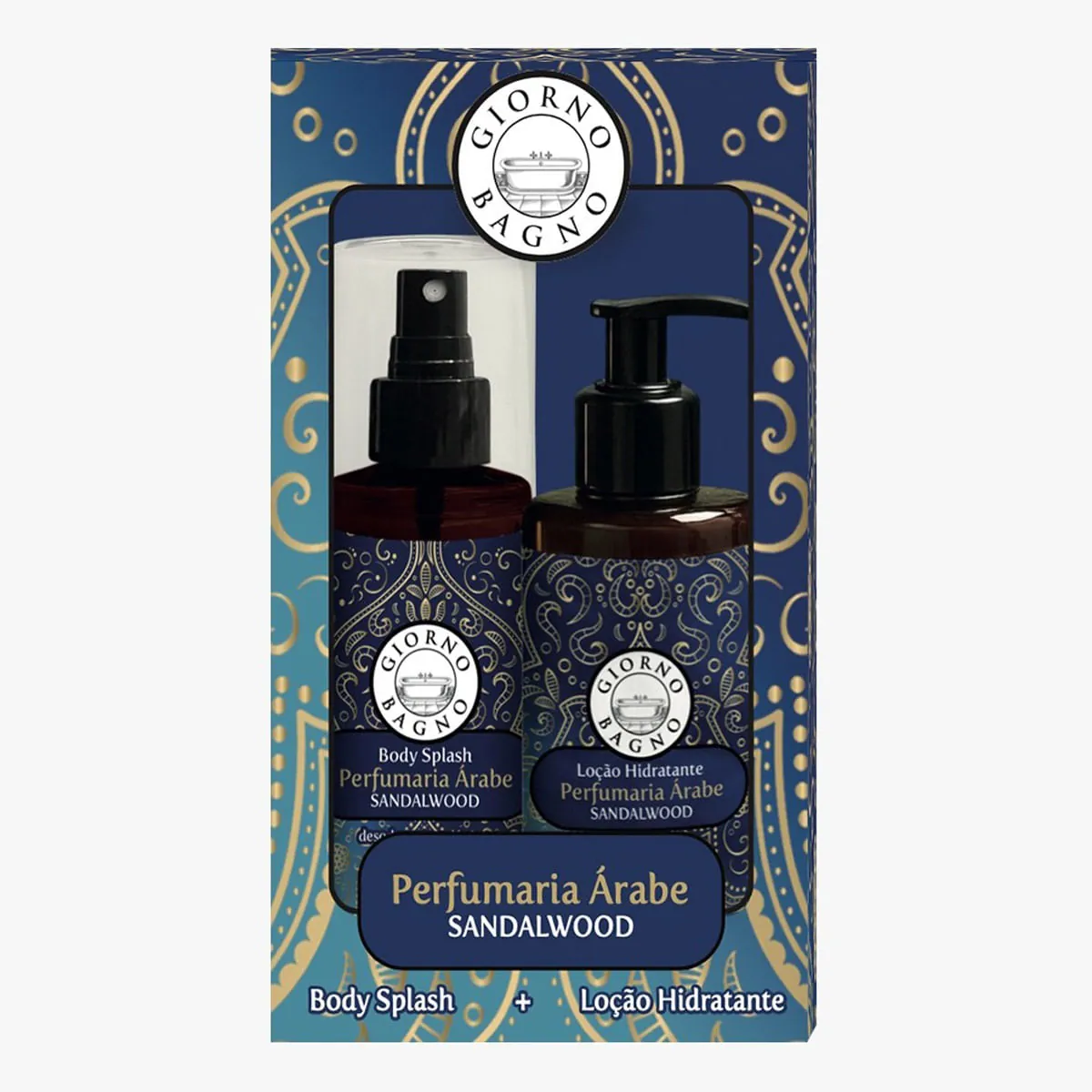 Kit Giorno Bagno Body Splash + Loção Hidratante Sandalwood Perfumaria Árabe