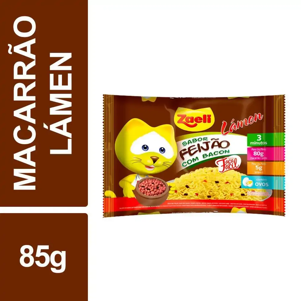 Macarrão Lamen Feijao C/bacon Zaeli