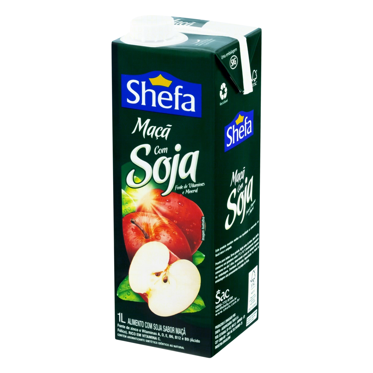 Bebida à Base de Soja SHEFA Sabor Maçã 1 Litro