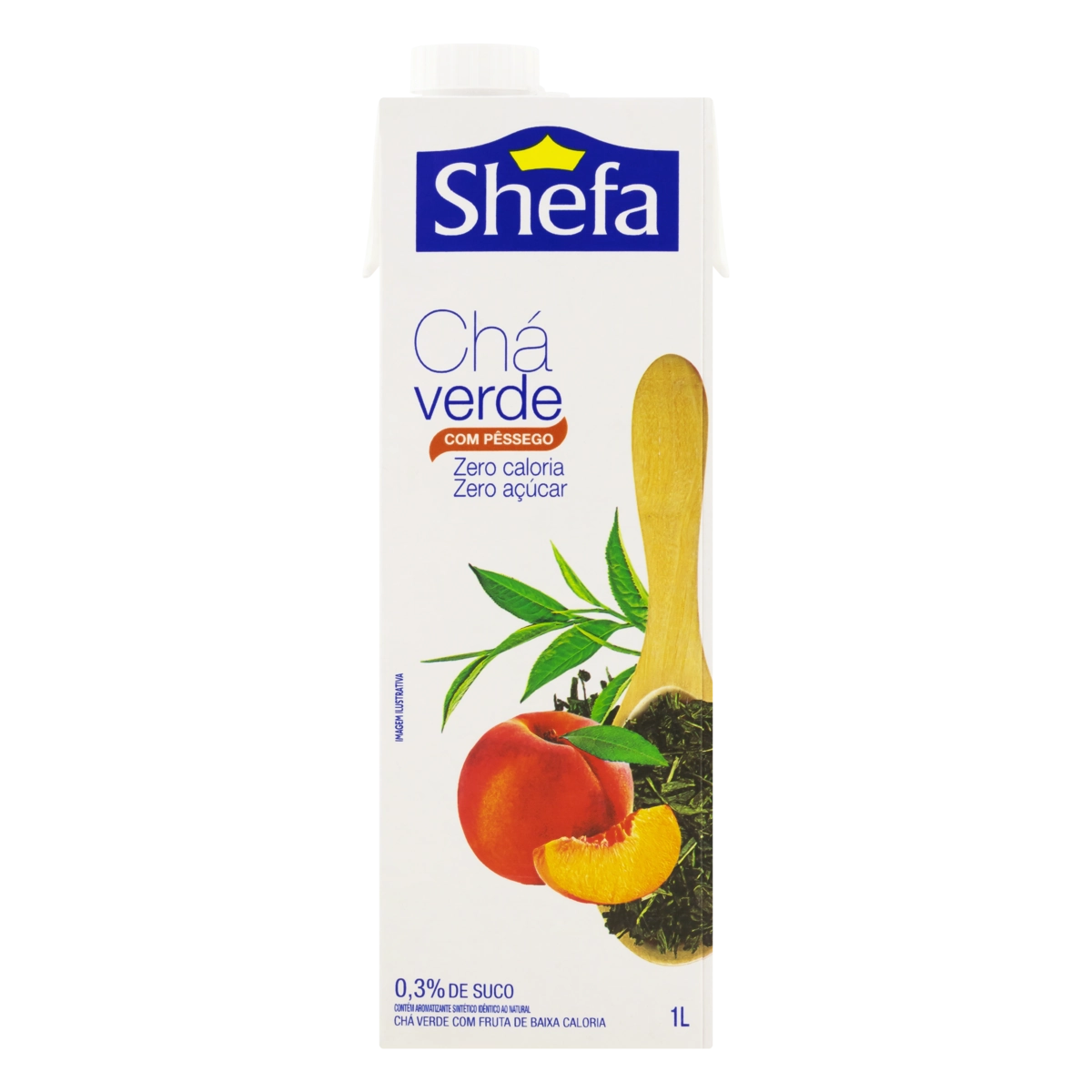 Chá Verde Sabor Pêssego SHEFA 1 Litro