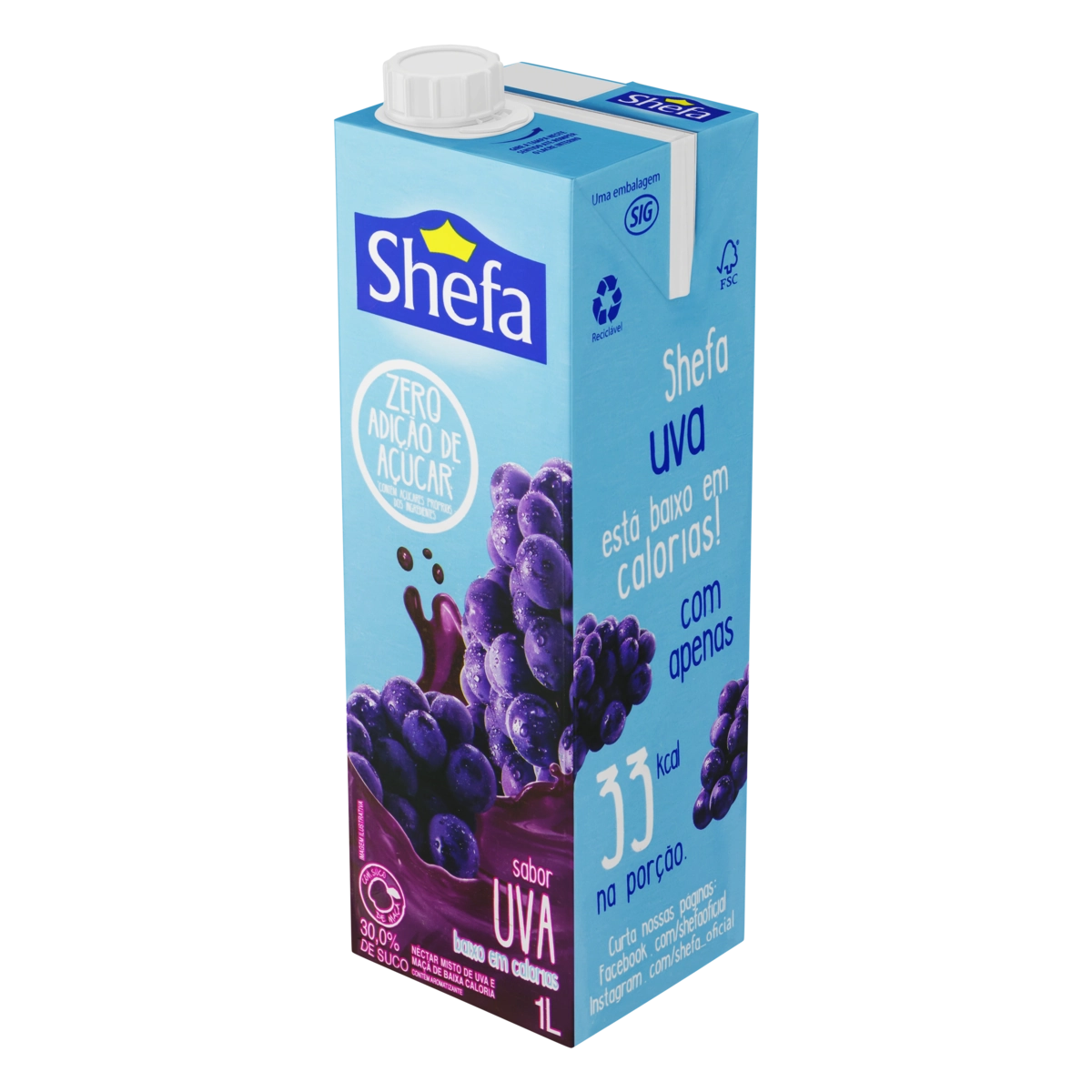 Néctar Uva Sem Adição De Açúcar Shefa Caixa 1l
