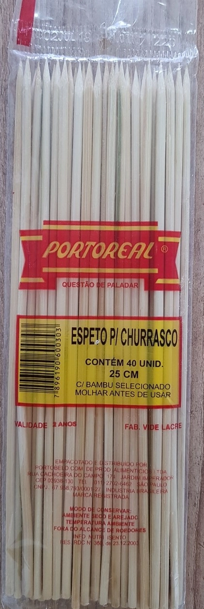 Espeto De Bambu Portoreal P/ Churrasco 25cm