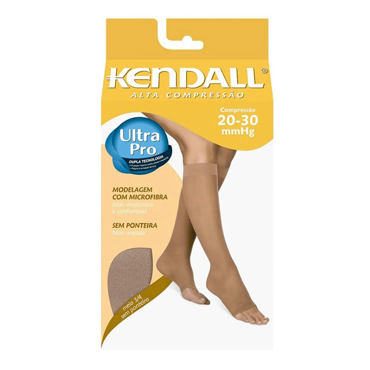 Meia Elástica Kendall Ad Feminina Tamanho Grande Cor Mel Compressão 20 30 Mmhg Ref:411883