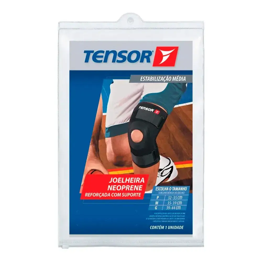 Joelheira neoprene patelar reforçada com suporte Tensor 8511 P Preto