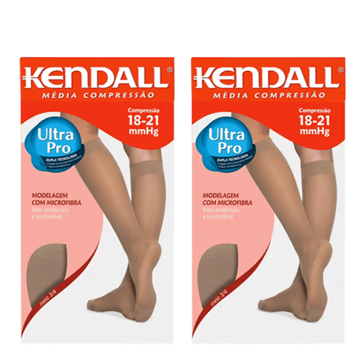 Meia Kendall 3/4 Alta Compressão Care com ponteira M Marrom