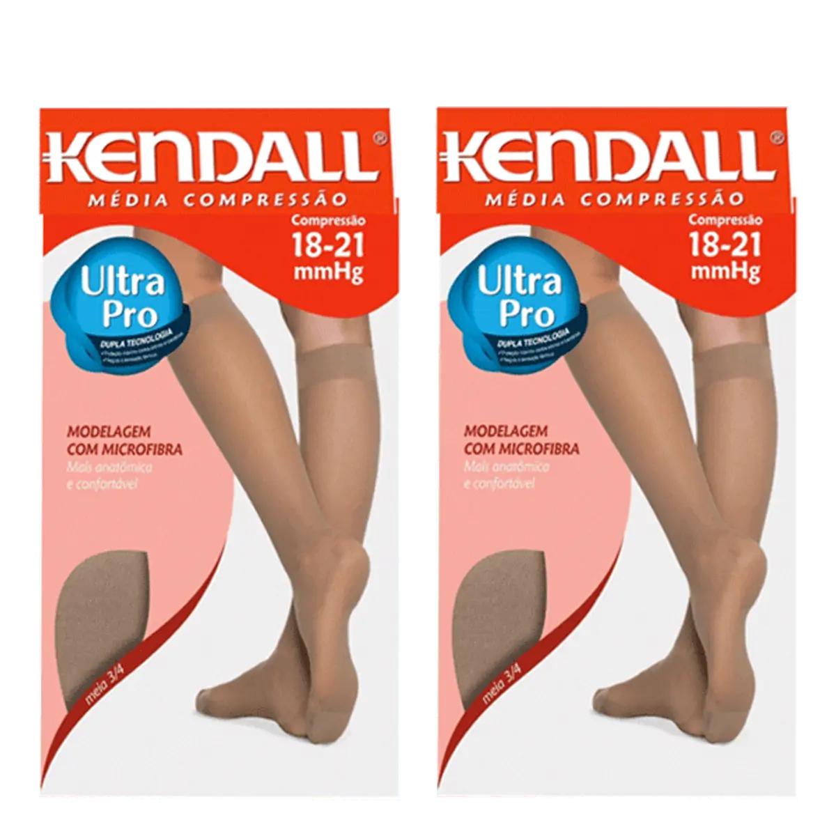 Meia Kendall 3/4 Alta Compressão Care com ponteira GG Marrom
