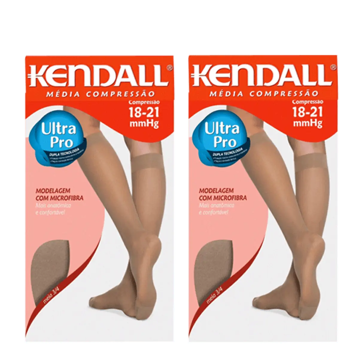 Meia Kendall 3/4 Alta Compressão Care com ponteira P Marrom