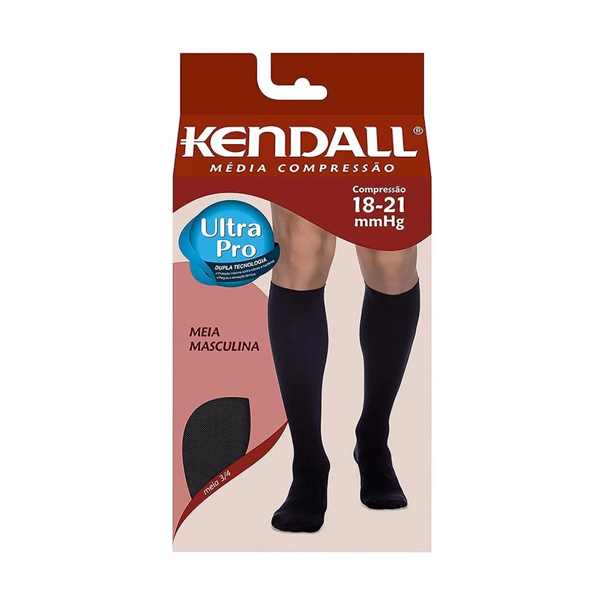 Meia Masculina Média Compressão 3/4 Marrom Kendall Tamanho G