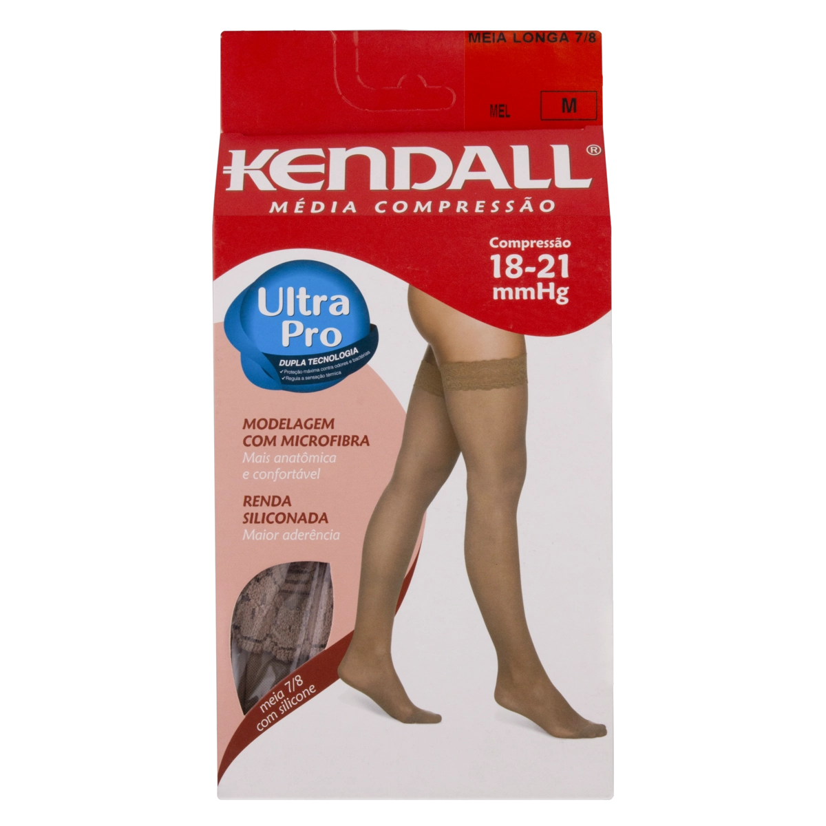Meia Média Compressão Com Silicone 7/8 Mel Kendall Tamanho M