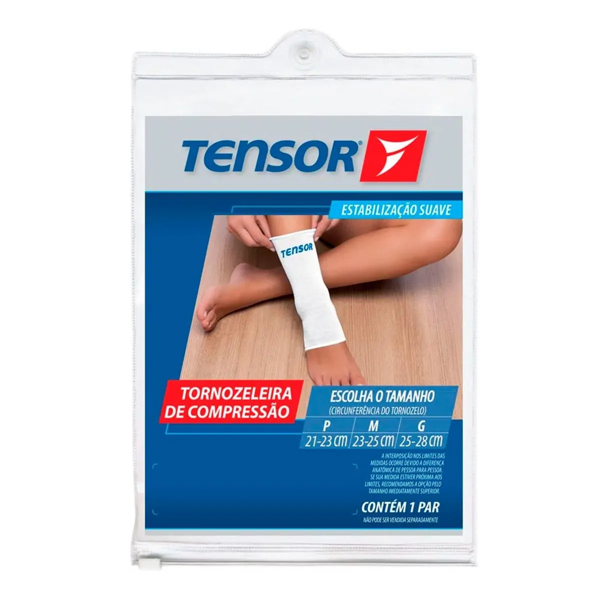 Tornozeleira De Compressão Tensor Cor Branca Tamanho