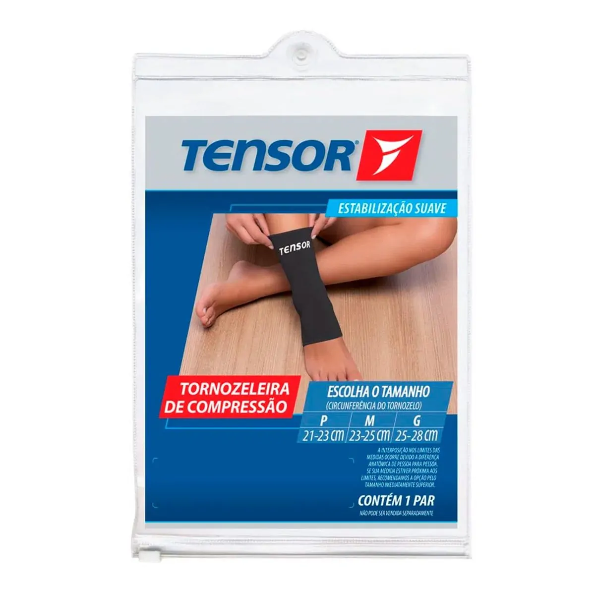 Tornozeleira De Compressão Tensor Cor Preta Tamanho M Com 2