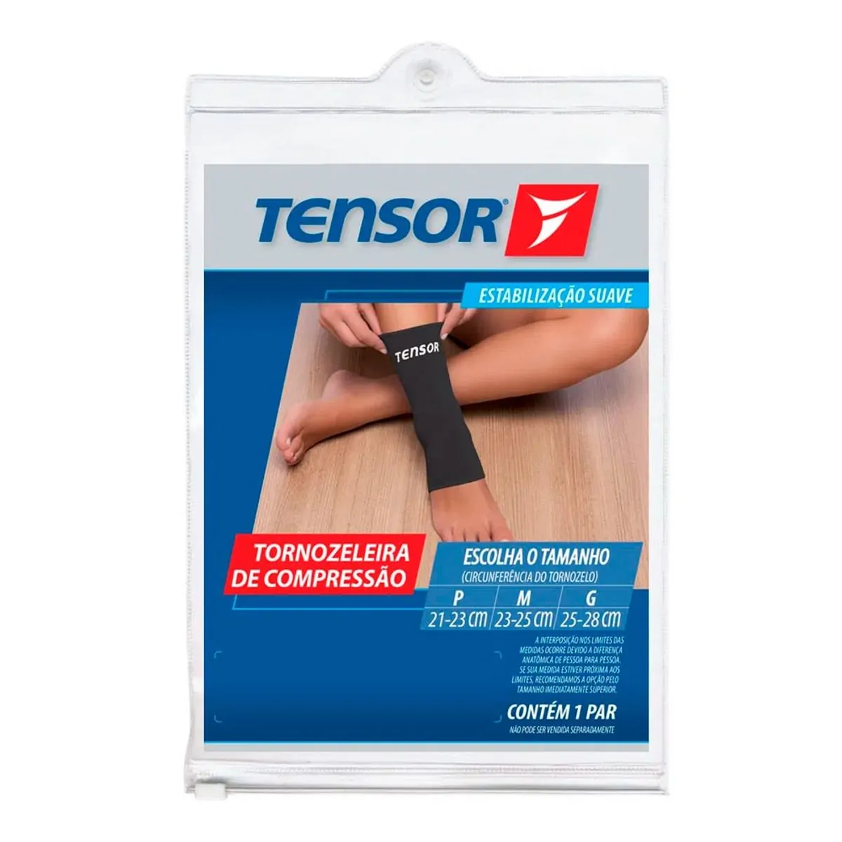 Tornozeleira De Compressão Tensor Cor Preta Tamanho G Com 2