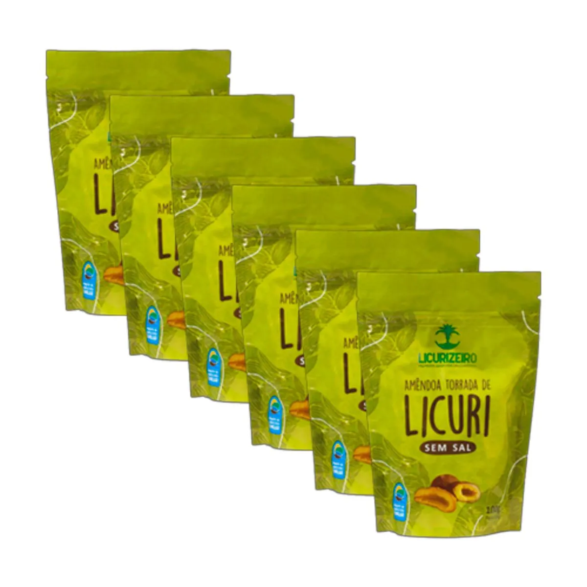 Kit 6X: Amêndoa de Licuri Torrada Sem Sal Licurizeiro 100g