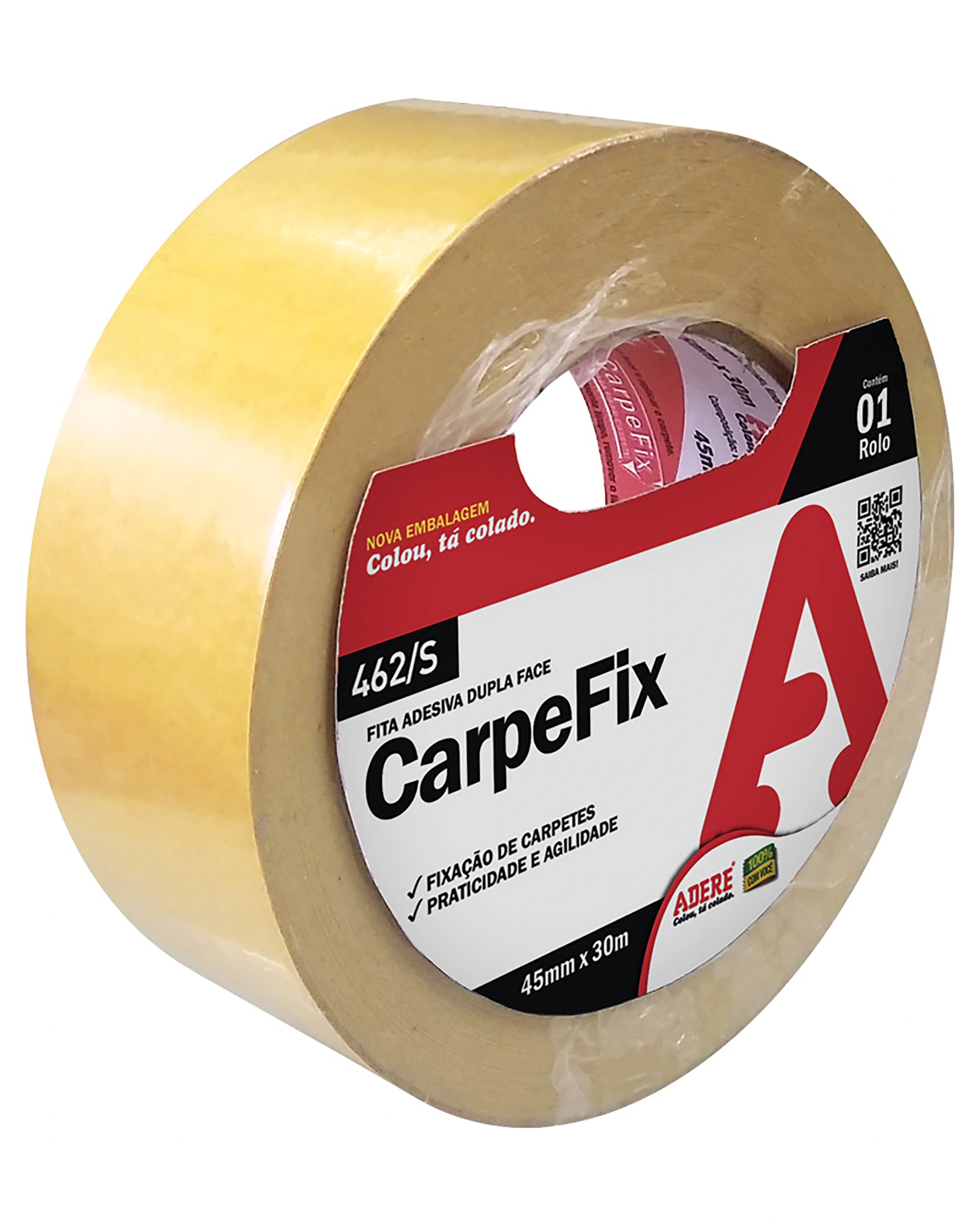 Fita de Papal para Carpete Dupla Face Branco 45mmx30m Adere