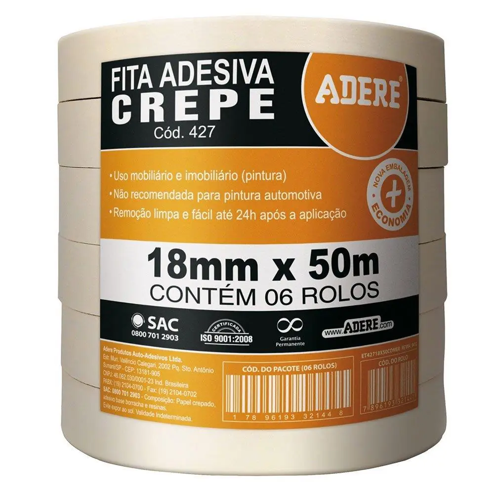 Fita Crepe Uso Geral 427 - 18mmx50m 6x1 - Adere