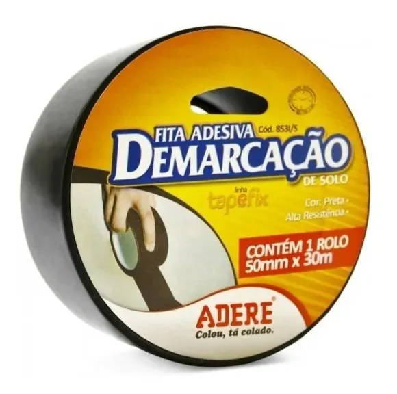 Fita Demarcação Solo Preta - 50mm X 30m - Adere Fita Demarcacao Solo Preta - 50mm X 30m - Adere - (1-c2)