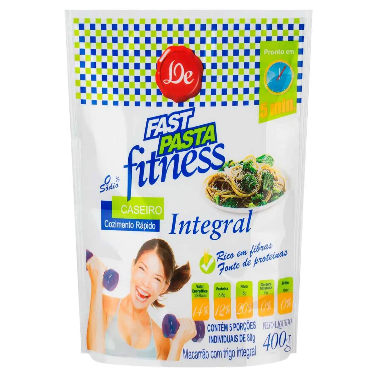 Macarrão de Trigo Caseiro Integral Talharim De Fast Pasta Fitness Pacote 400 g