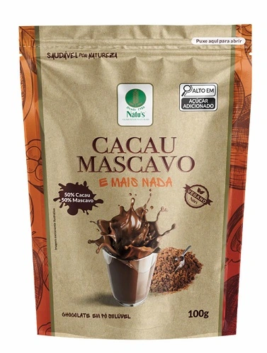 Chocolate Em Pó Solúvel Com Cacau E Açúcar Mascavo Natus 100g