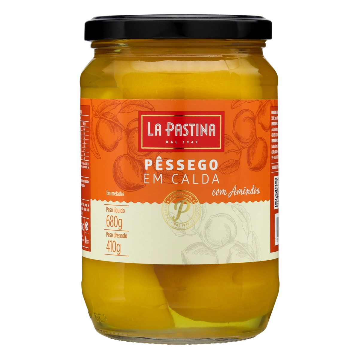 Pêssego Em Calda Metades Com Amêndoas La Pastina Vidro 410g