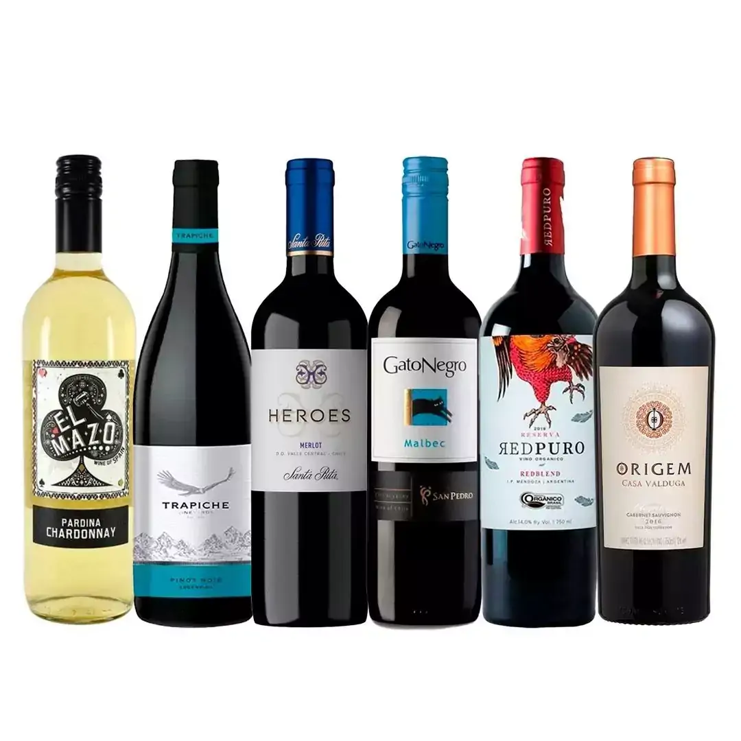 KIT DE VINHOS PARA ACOMPANHAR BONS PRATOS 6UNIDADES