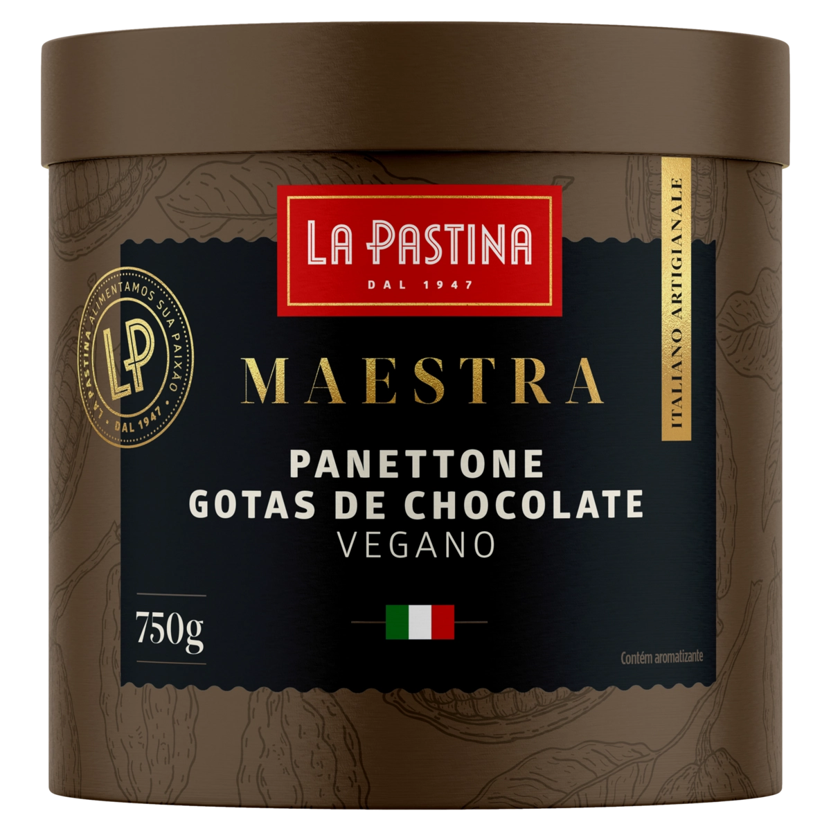 Panettone Com Gotas De Chocolate Vegano La Pastina Maestra Lata 750g