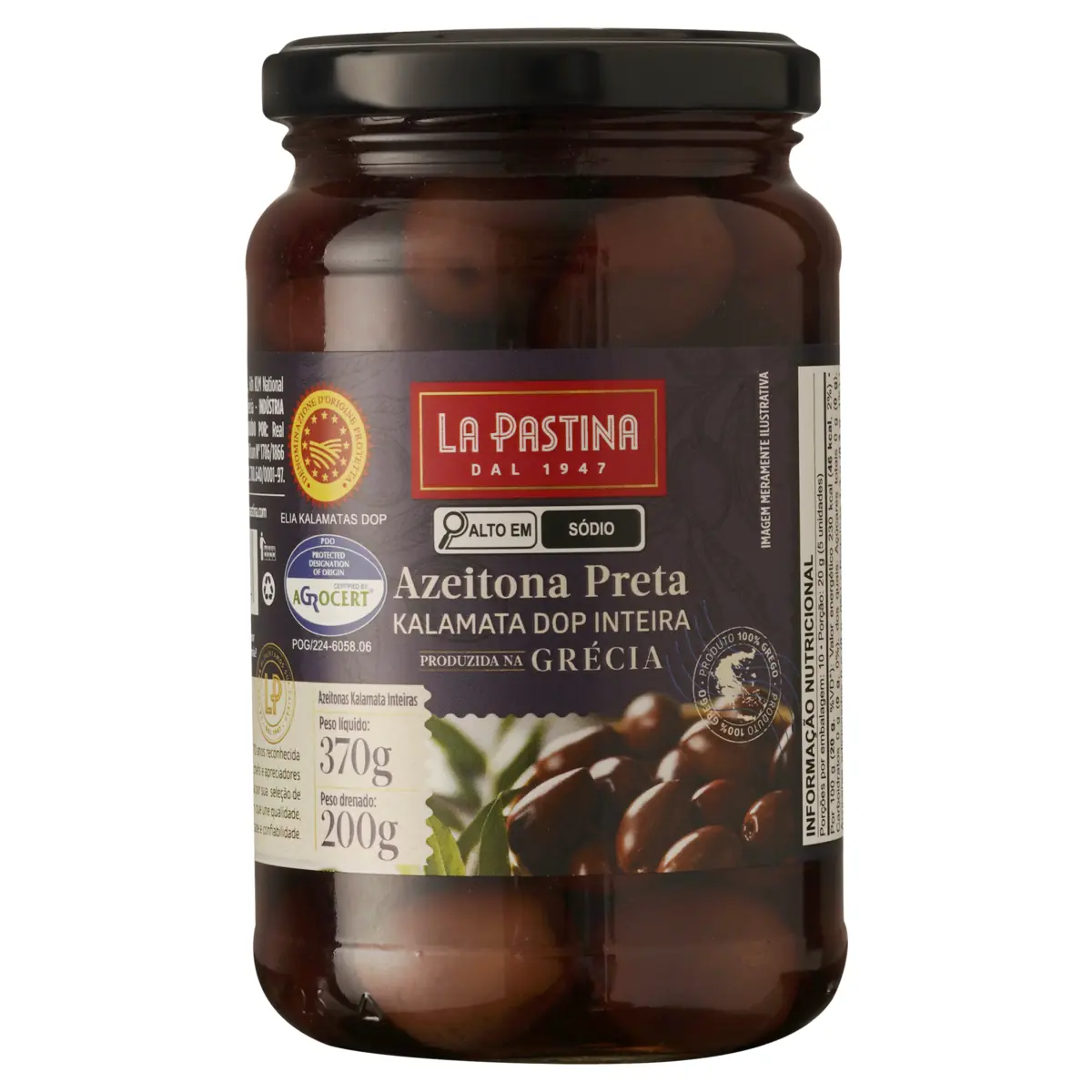 Azeitona Preta Em Conserva Inteira La Pastina Vidro 200g