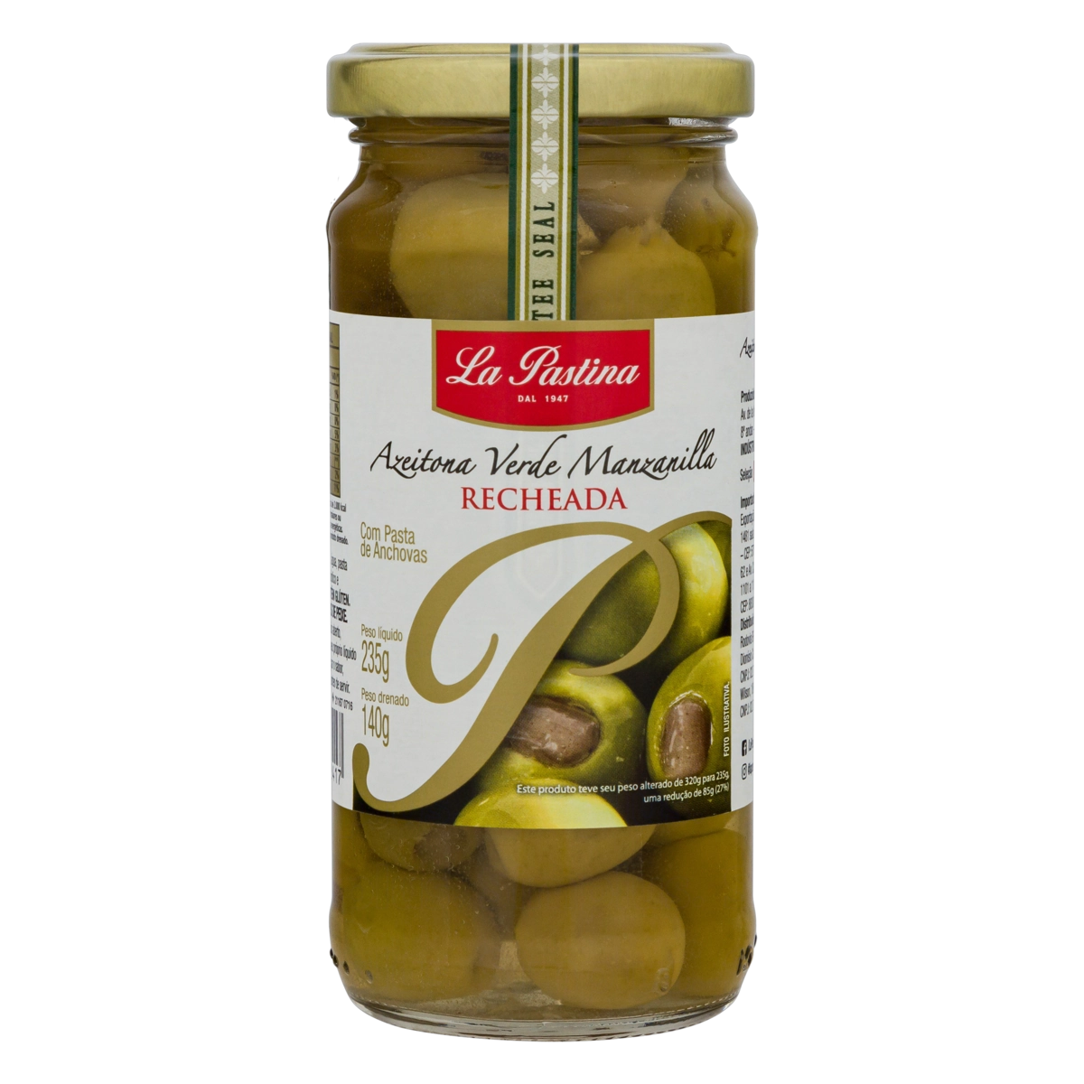 Azeitona Verde Em Conserva Recheio Pasta De Anchova La Pastina Vidro 140g