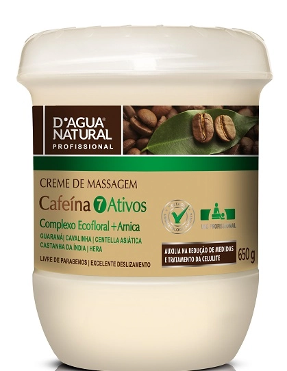 Creme de Massagem Cafeína 7 Ativos 650g - D'Agua natural