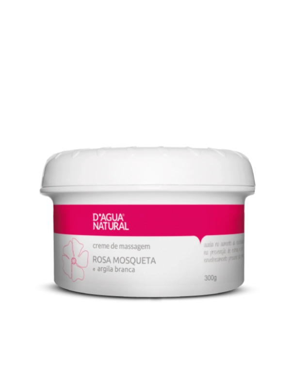 Creme de Massagem Rosa Mosqueta + Argila Branca 300g D'agua Natural