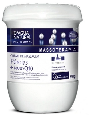 Creme de massagem Pérolas + Nano Q10 650g D'agua Natural