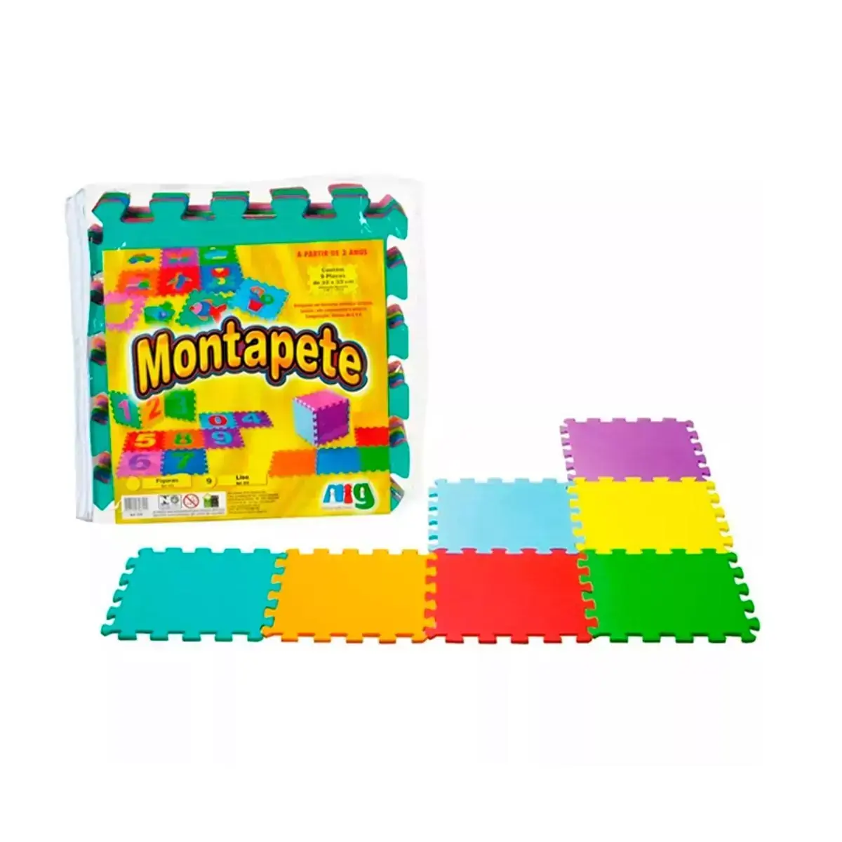Tapete EVA Montapete Liso Colorido 9 Peças - Nig Brinquedos