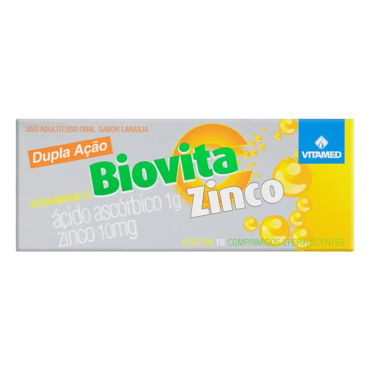 Biovita Zinco Laranja Vitamed Caixa 10 Comprimidos Efervescentes