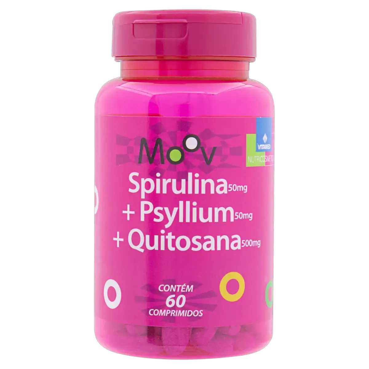 Spirulina, Psyllium E Quitosana Vitamed Moov Frasco 60 Comprimidos