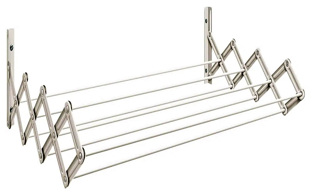 Varal de Parede Sanfonado em Aço 100x42cm Branco