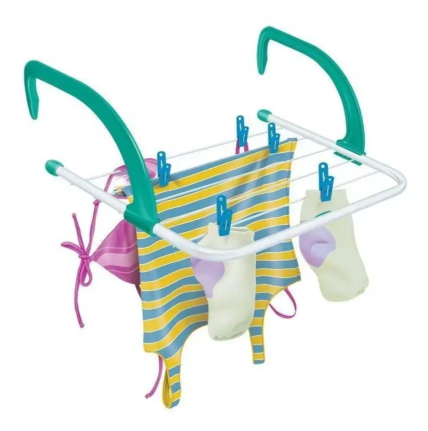 Varal Portátil Click Aço Regulavel Branco Parede Secalux