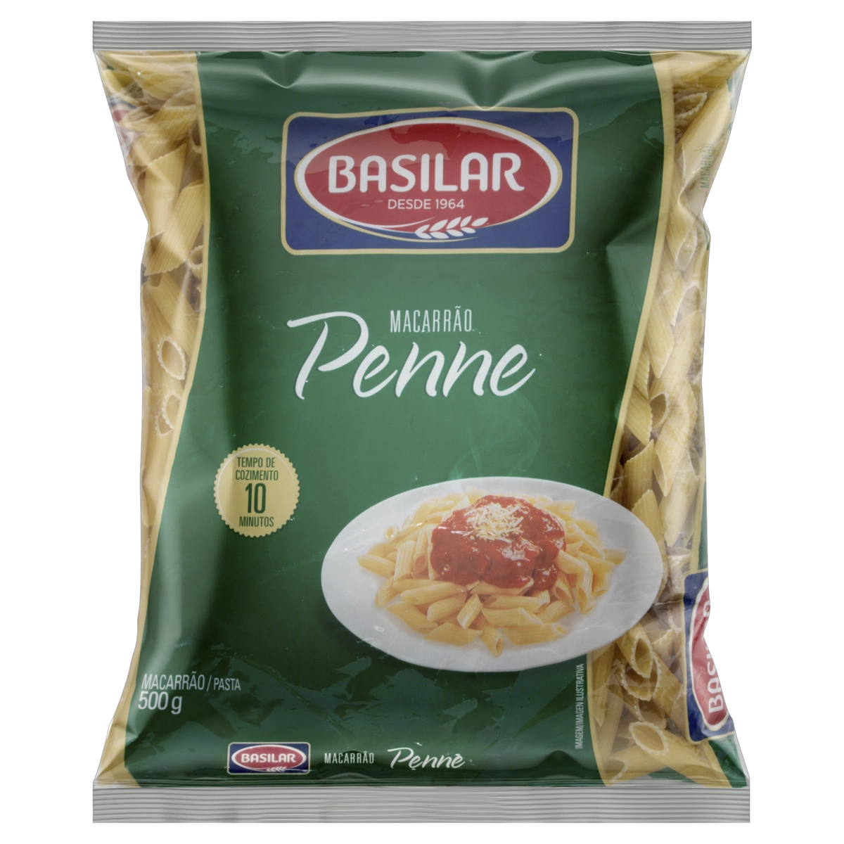 Macarrão De Sêmola Penne Basilar Pacote 500g