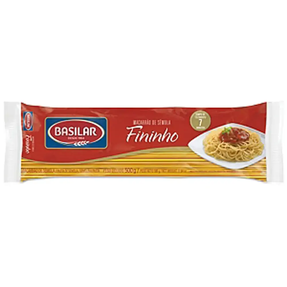 Macarrão De Sêmola Fininho Basilar Pacote 500g