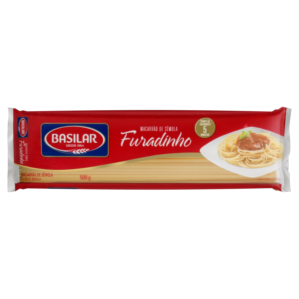Macarrão De Sêmola Furadinho Basilar Pacote 500g