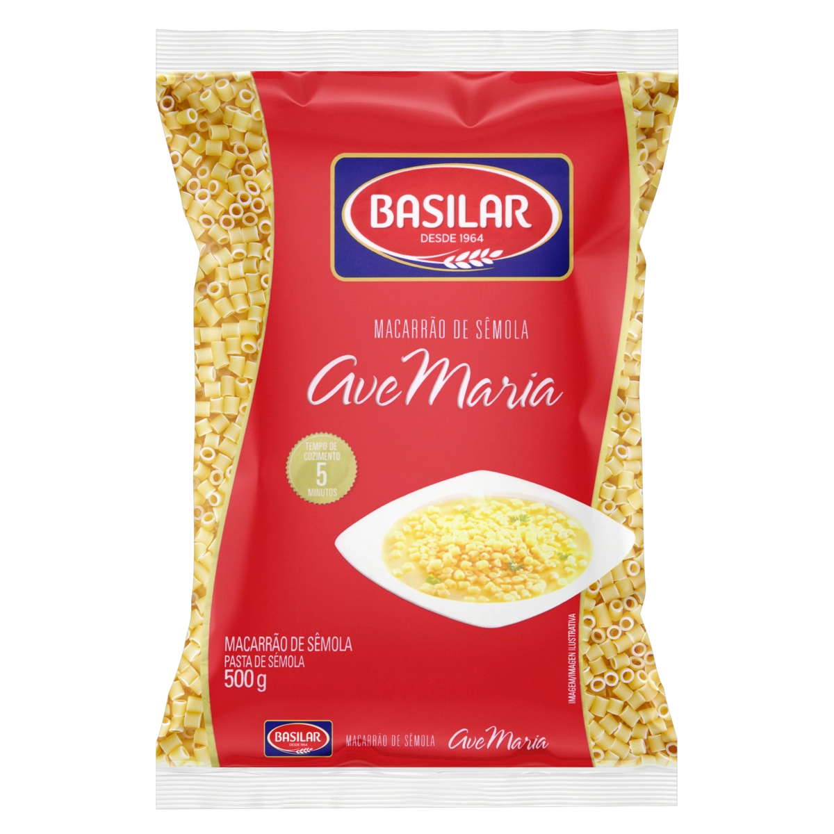Macarrão De Sêmola Ave Maria Basilar Pacote 500g