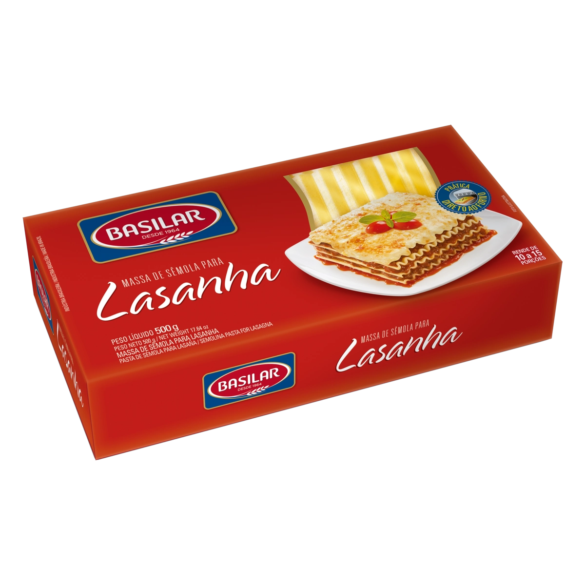 Massa De Sêmola Para Lasanha Basilar Caixa 500g