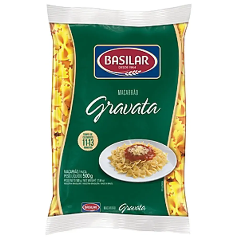 Macarrão De Sêmola Gravata Basilar Pacote 500g