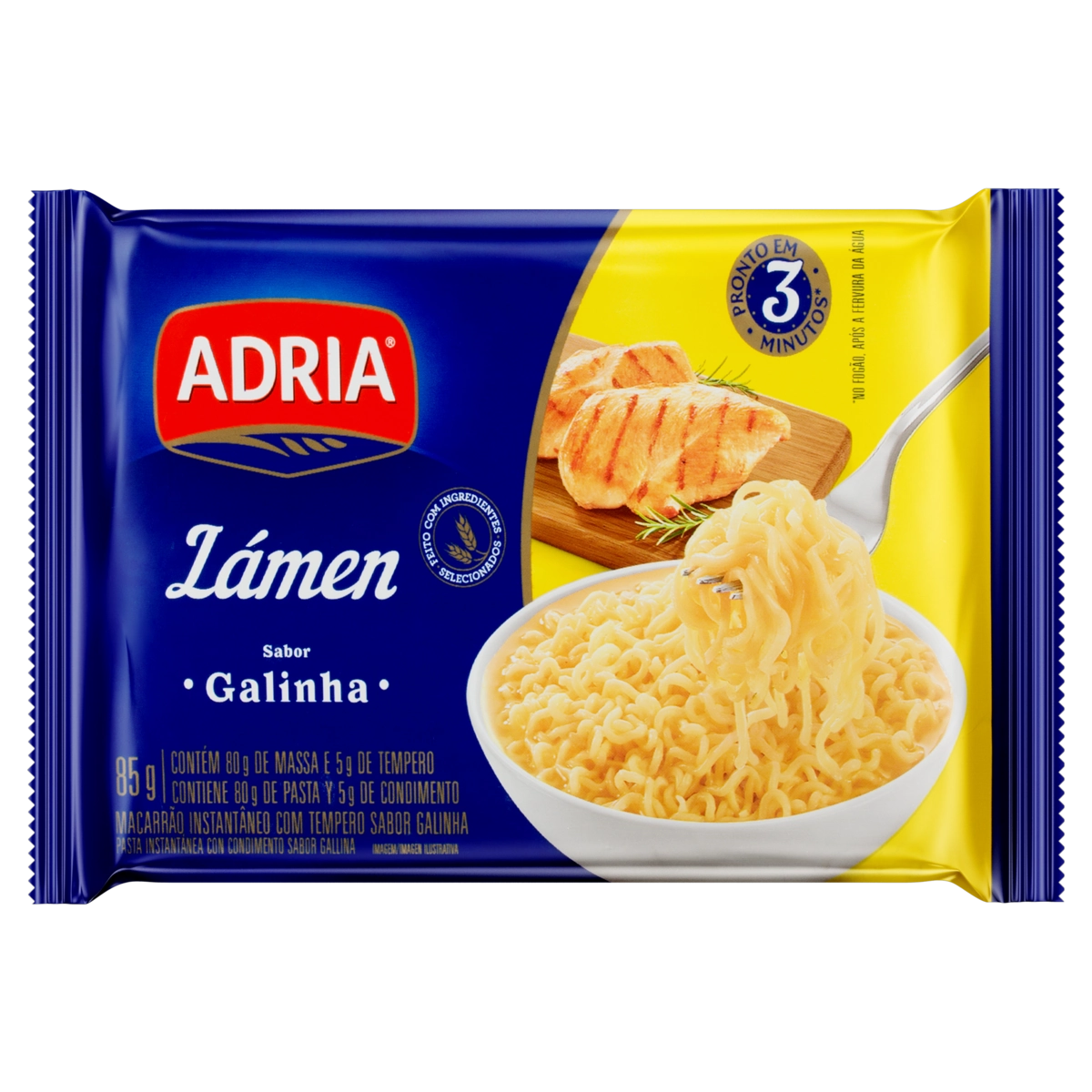 Macarrão Instantâneo Lámen Galinha Adria Pacote 85g