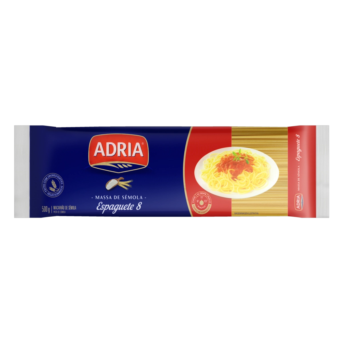 Macarrão de Sêmola Espaguete 8 Adria Pacote 500g