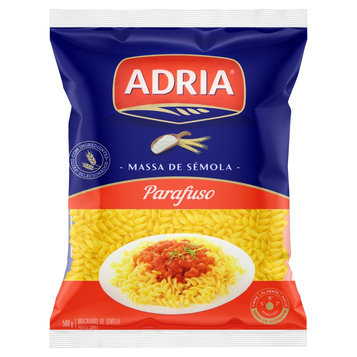 Macarrão De Sêmola Parafuso Adria Pacote 500g