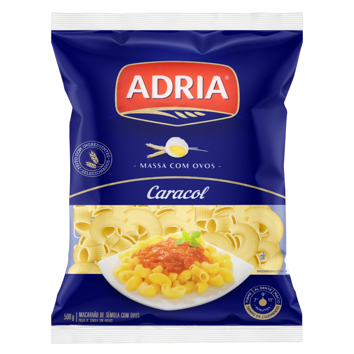 Macarrão De Sêmola Com Ovos Caracol Adria Pacote 500g