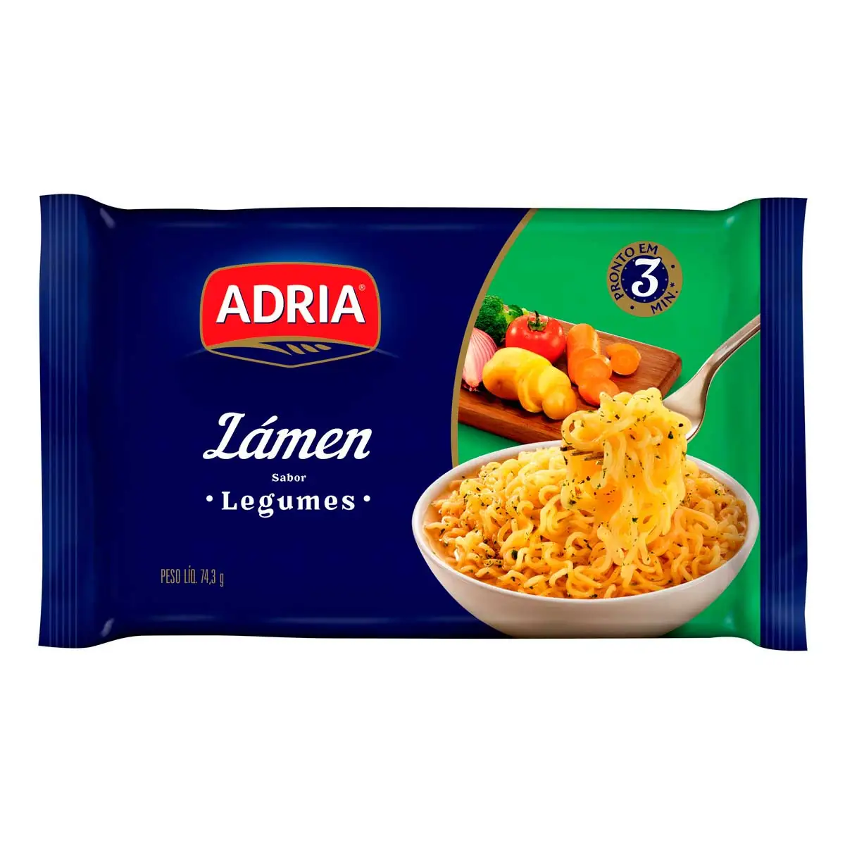 Macarrão Instantâneo Lámen Legumes Adria Pacote 74,3 g