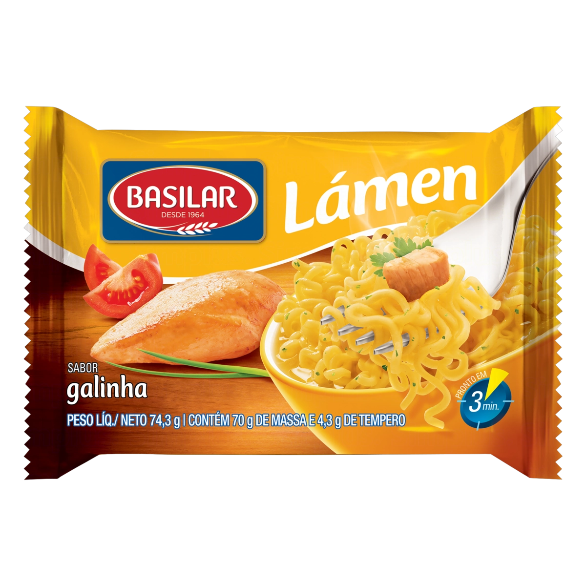 Macarrão Instantâneo Lámen Galinha Basilar Pacote 74,3g